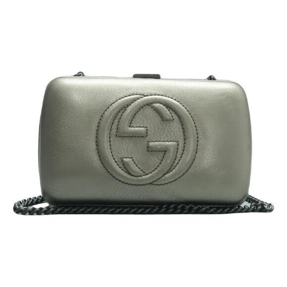 GUCCI Soho Grey Leather Shoulder Bag 556-061925 - Picture 1 of 12